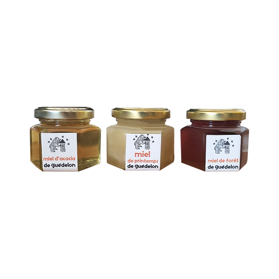 Guédelon honey selection: acacia, spring and forest honey